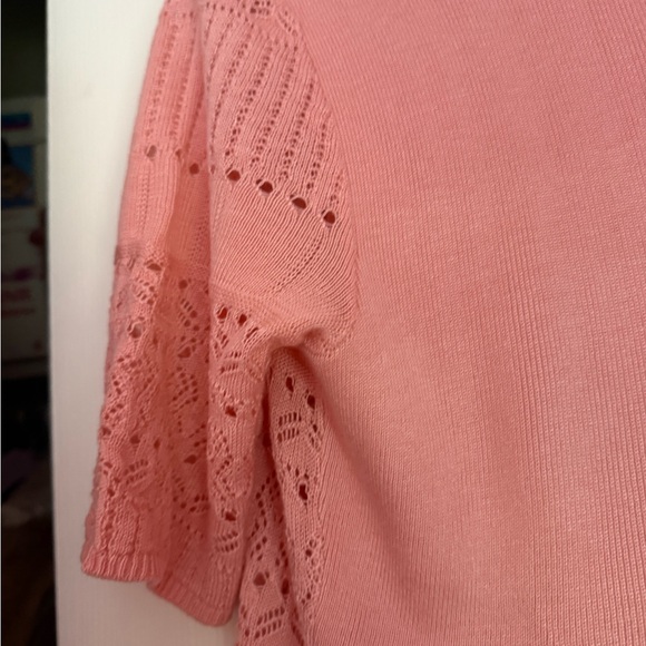 💕NY Collection Pink Lacy Knit Cardigan Shrug Sweater - Picture 6 of 11
